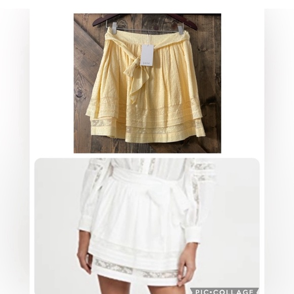 Joie Amerie Mini Skirt Banana Yellow Cotton Lace Hem Sample Size 4 NWT - Picture 3 of 8